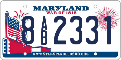 MD license plate 8AB2331
