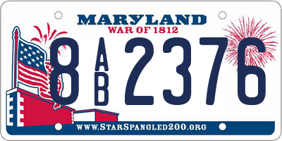 MD license plate 8AB2376