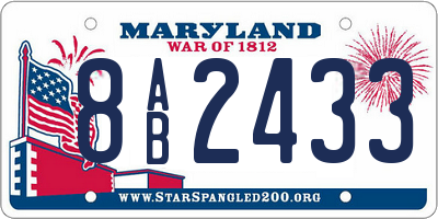 MD license plate 8AB2433