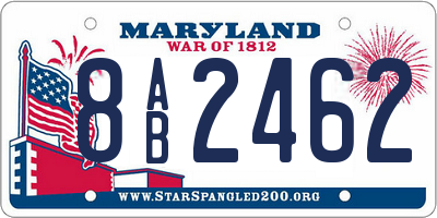 MD license plate 8AB2462