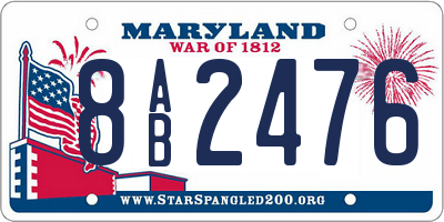 MD license plate 8AB2476