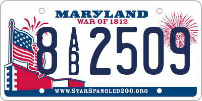 MD license plate 8AB2509