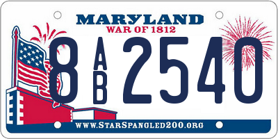 MD license plate 8AB2540