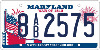MD license plate 8AB2575