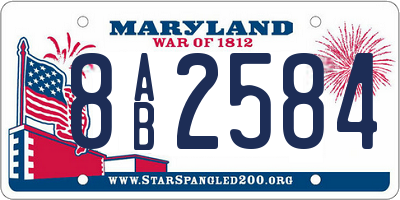 MD license plate 8AB2584