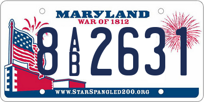 MD license plate 8AB2631