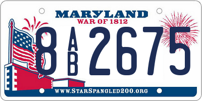 MD license plate 8AB2675