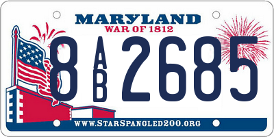 MD license plate 8AB2685