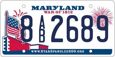 MD license plate 8AB2689