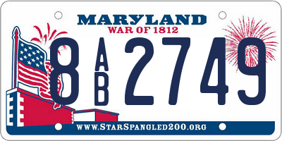 MD license plate 8AB2749