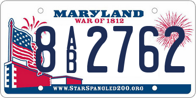 MD license plate 8AB2762