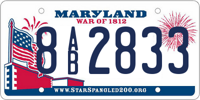 MD license plate 8AB2833