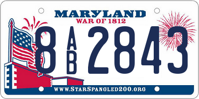 MD license plate 8AB2843