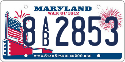 MD license plate 8AB2853