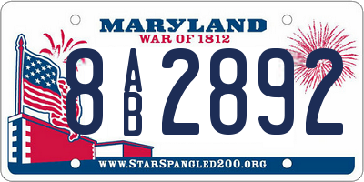 MD license plate 8AB2892