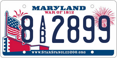 MD license plate 8AB2899