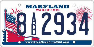 MD license plate 8AB2934