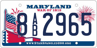 MD license plate 8AB2965