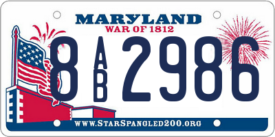 MD license plate 8AB2986