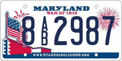 MD license plate 8AB2987