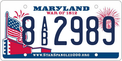 MD license plate 8AB2989