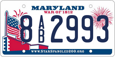 MD license plate 8AB2993