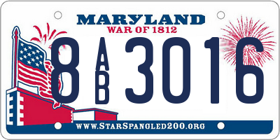 MD license plate 8AB3016