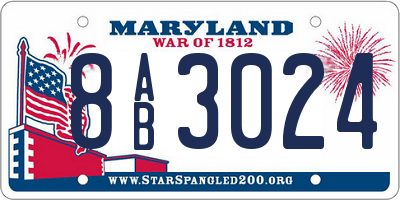 MD license plate 8AB3024