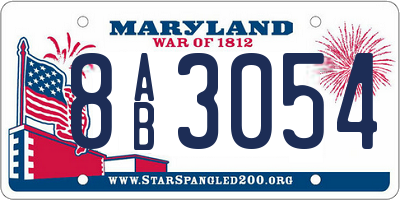 MD license plate 8AB3054