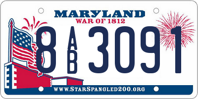 MD license plate 8AB3091
