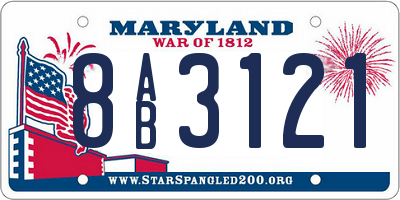 MD license plate 8AB3121