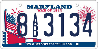 MD license plate 8AB3134