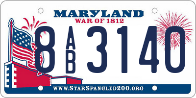 MD license plate 8AB3140