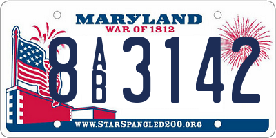 MD license plate 8AB3142