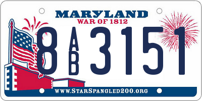 MD license plate 8AB3151