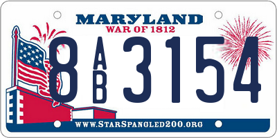 MD license plate 8AB3154
