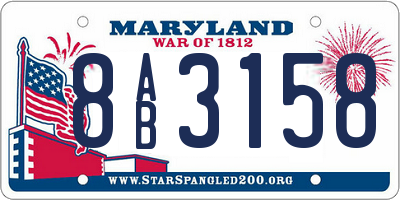 MD license plate 8AB3158