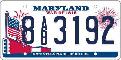 MD license plate 8AB3192