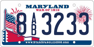 MD license plate 8AB3233