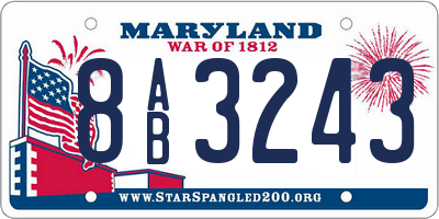MD license plate 8AB3243