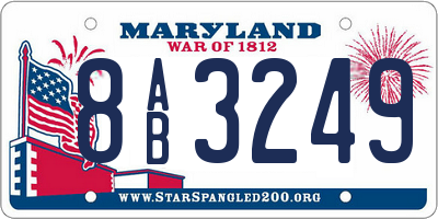 MD license plate 8AB3249