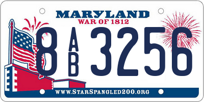MD license plate 8AB3256