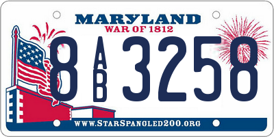MD license plate 8AB3258
