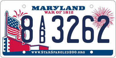 MD license plate 8AB3262