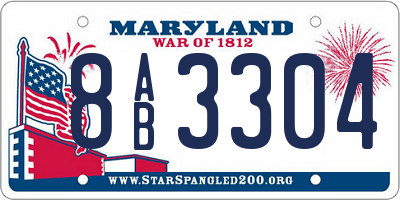 MD license plate 8AB3304