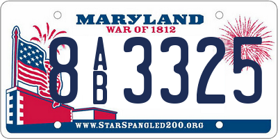 MD license plate 8AB3325