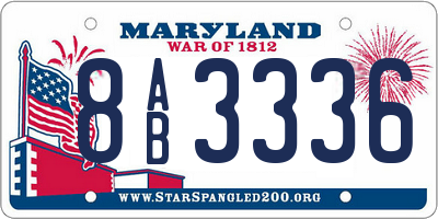 MD license plate 8AB3336
