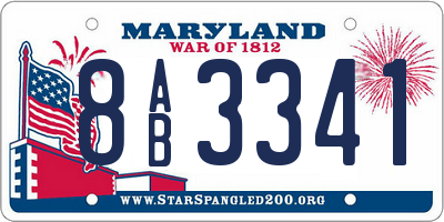 MD license plate 8AB3341