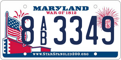 MD license plate 8AB3349