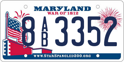 MD license plate 8AB3352